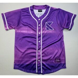 Kaskade DJ Baseball Shirt Jersey Mens L‎ Purple Tie Dye Short Sleeve